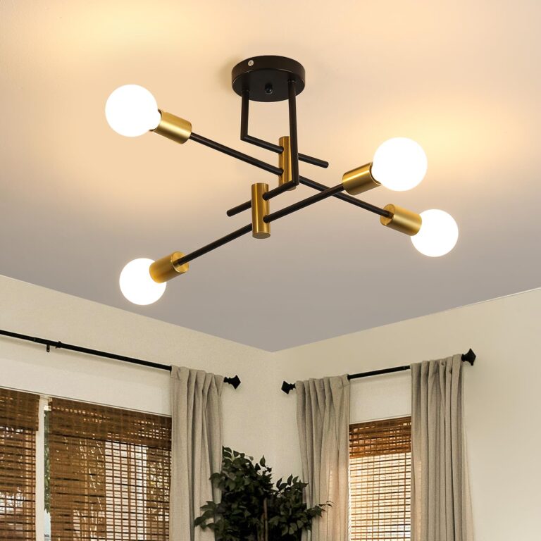 Osairous Lampadario Industriali, Lampadario Vintage 4 luci, Lampadari Sputnik Retrò E27, Plafoniera soffitto Nera, Lampada...