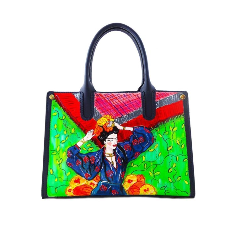 Borsa in Pelle Dipinta a Mano – LEI NEL CUORE ISPIRATA A FRIDA – a Mano, a Tracolla, Borsa Donna,...