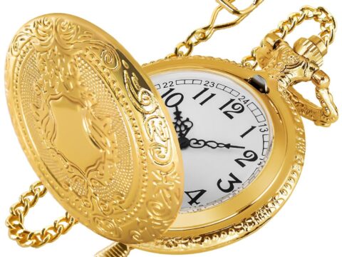 EKKONG Orologio da Taschino Uomo Color Oro con Catena Vintage