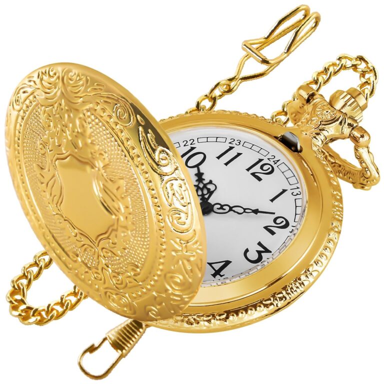 EKKONG Orologio da Taschino Uomo Color Oro con Catena Vintage