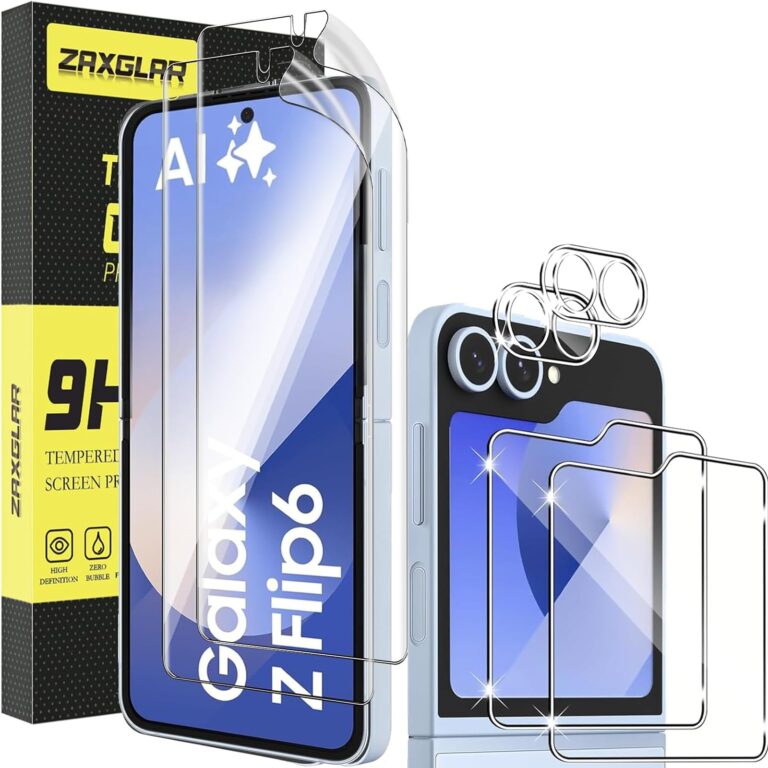 ZAXGLAR Pellicola Vetro Temperato per Samsung Galaxy Z Flip 6, 2 Pcs 9H Anteriore Pellicola Protettiva + 2 Dentro Flessibi...