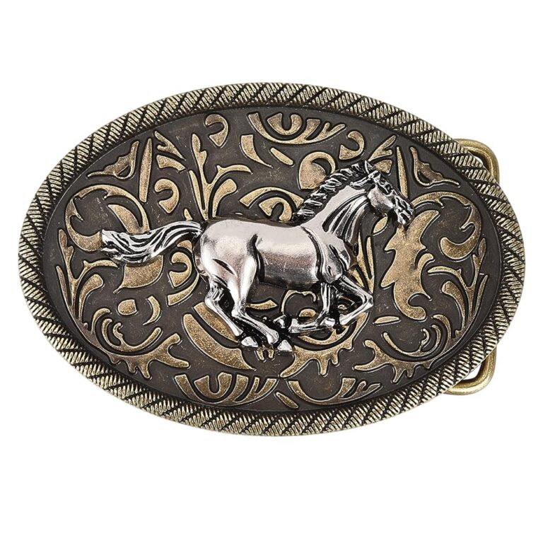 GORGECRAFT Fibbia Cintura Western Cavallo Ovale Bronzo Antico 92x64 mm