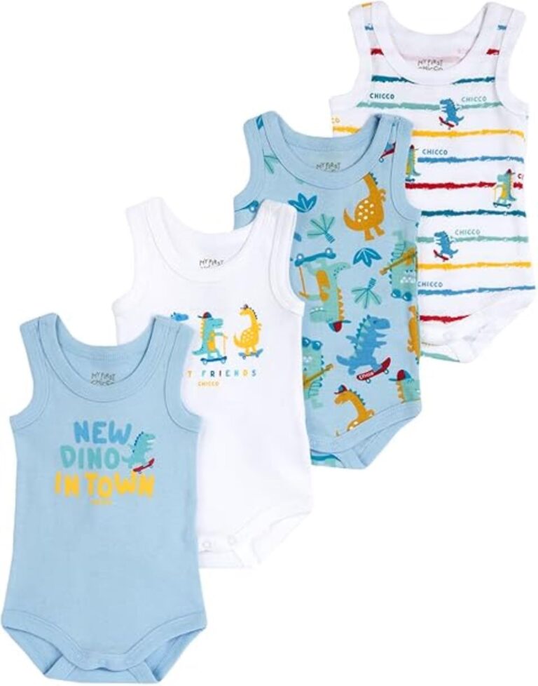 Chicco Set 5 Body Neonato Manica Corta 100% Cotone Unisex 0-24 Mesi