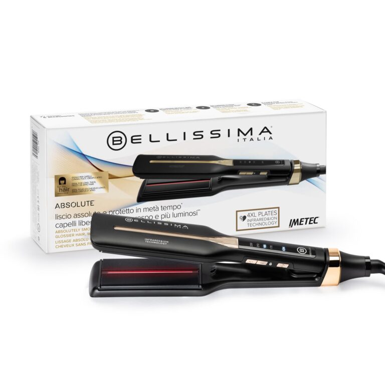 Bellissima Imetec Absolute, Piastra per capelli professionale con piastre 4XL, Infrarossi e tecnologia a ioni, Controllo d...