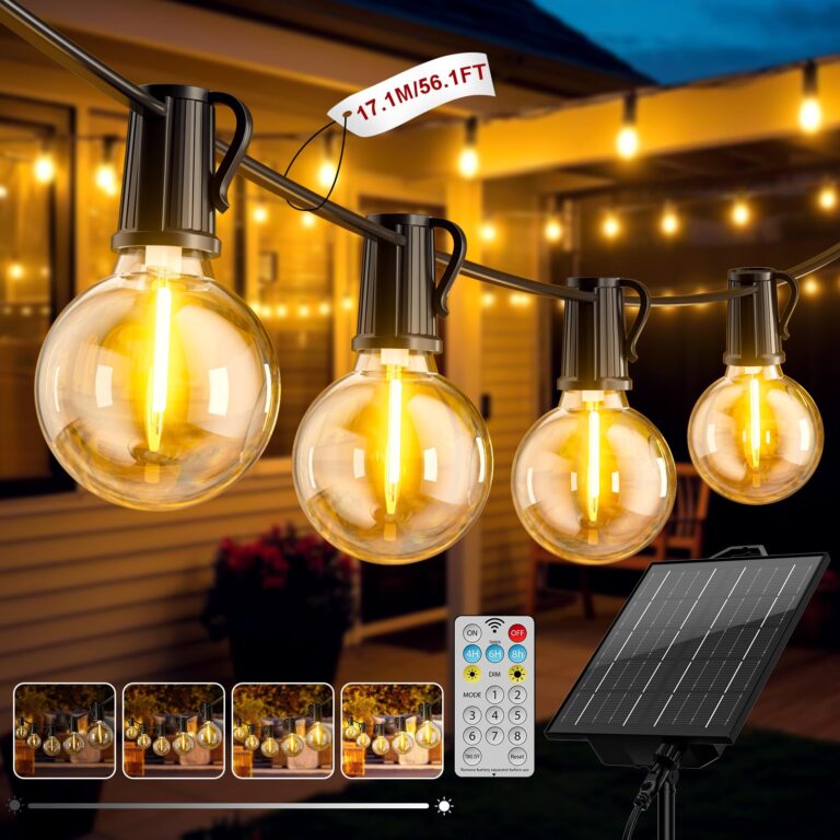 FIFlying Catena Luminosa Solare 17 m con 24 Lampadine G40 LED Impermeabile
