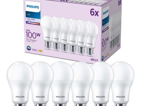 Philips LED E27 100W equivalente, luce bianca naturale – conf. da 6