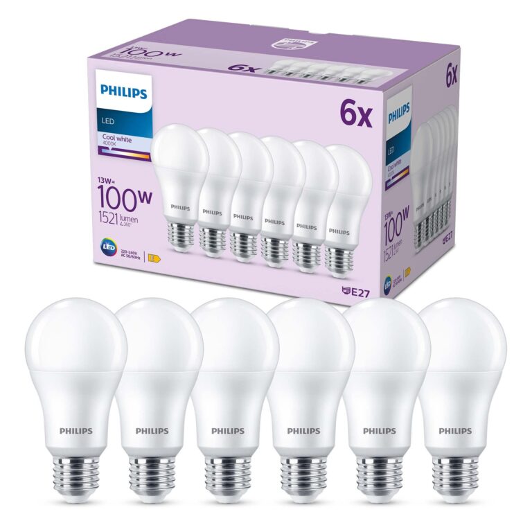 Philips LED E27 100W equivalente, luce bianca naturale – conf. da 6