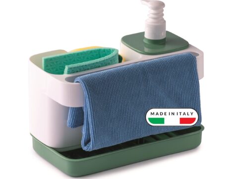 Snips Organizer Lavello 3 in 1 con Dispenser Sapone 400 ml e Porta Strofinacci