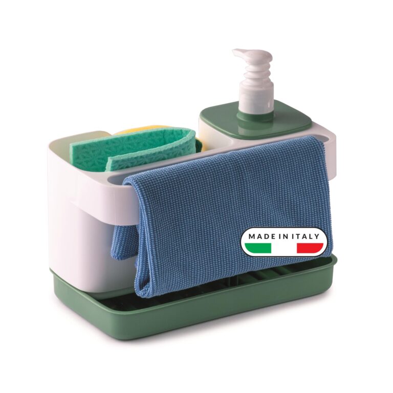 Snips Organizer Lavello 3 in 1 con Dispenser Sapone 400 ml e Porta Strofinacci