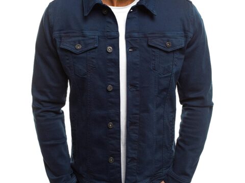 amropi Giubbotto di Jeans Uomo Slim Fit Casual Denim