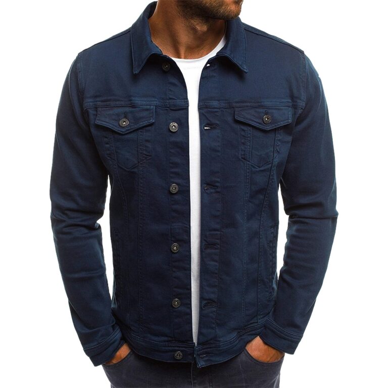 amropi Giubbotto di Jeans Uomo Slim Fit Casual Denim