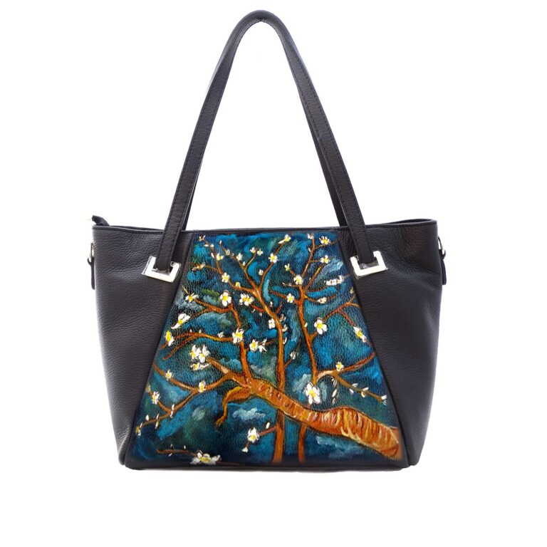 Arte Lisanti Borsa in Pelle Dipinta a Mano – IL MANDORLO QUADRO FAMOSO – a Spalla, a Tracolla, Sh...