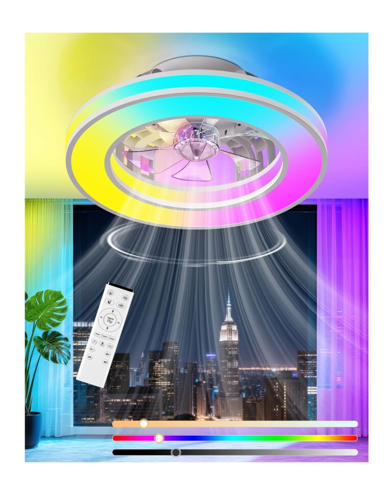 GLOFAN Ventilatore da Soffitto con Luce, Motore DC Silenzioso Lampadario Ventola LED Dimmerabile ...