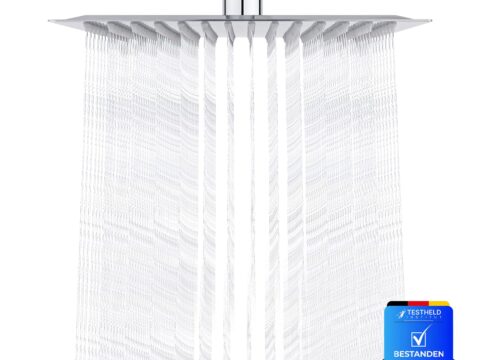 Ibergrif Soffione Doccia Pioggia Quadrato 20×20 cm Acciaio Inox