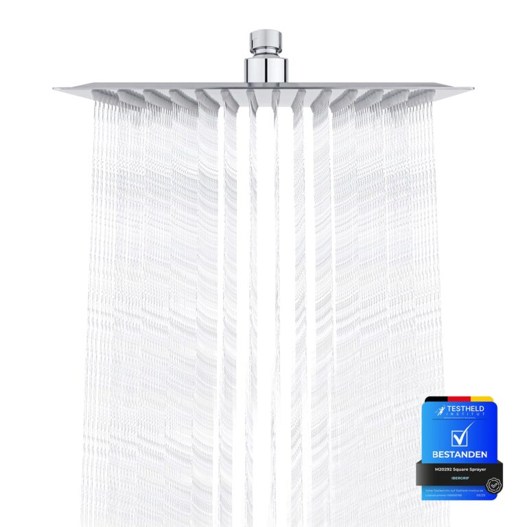 Ibergrif Soffione Doccia Pioggia Quadrato 20x20 cm Acciaio Inox