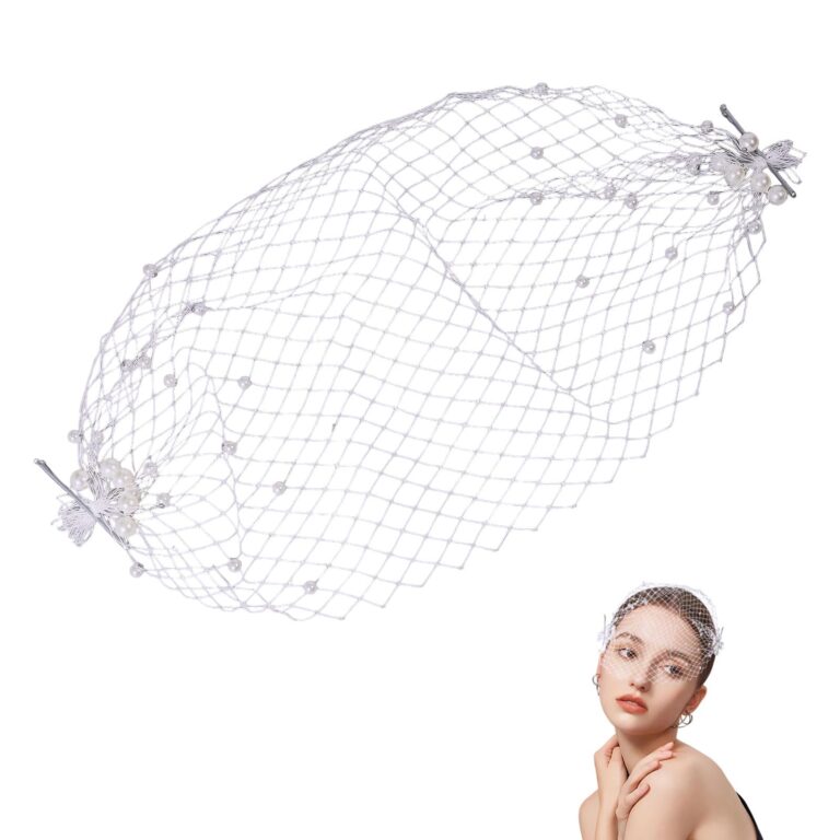 CHGCRAFT Velo Birdcage Bianco con Cerchietto di Perle