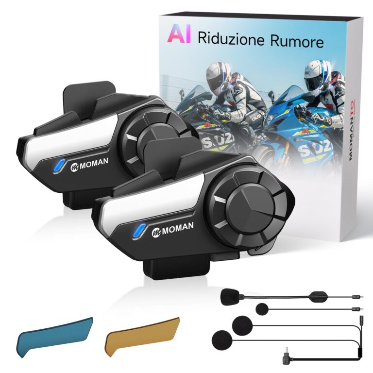 Moman H2S Interfono Moto Coppia 1000M con Riduzione del Rumore