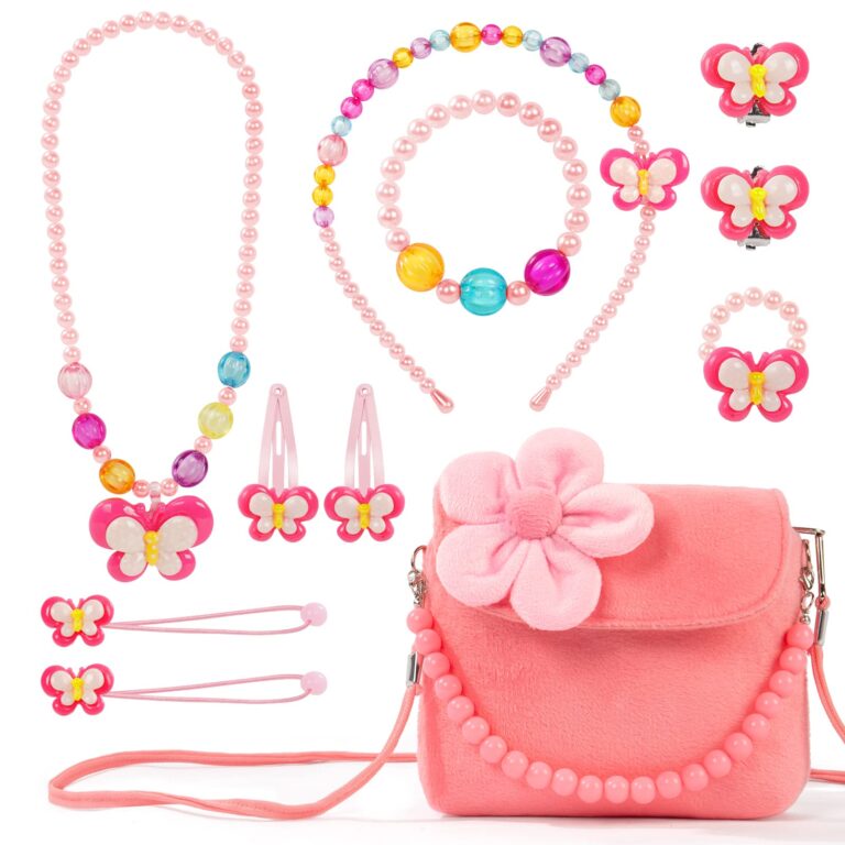 OSDUE Girls Princess Borse, Gioielli Bambina Borsa Ragazzine, Borsa della Peluche con Collana, Peluche Borsetta Bambina co...