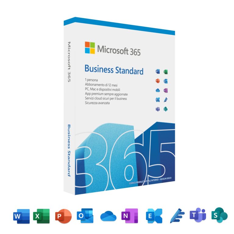 Microsoft 365 Business Standard – 1 utente, 12 mesi, 5 dispositivi