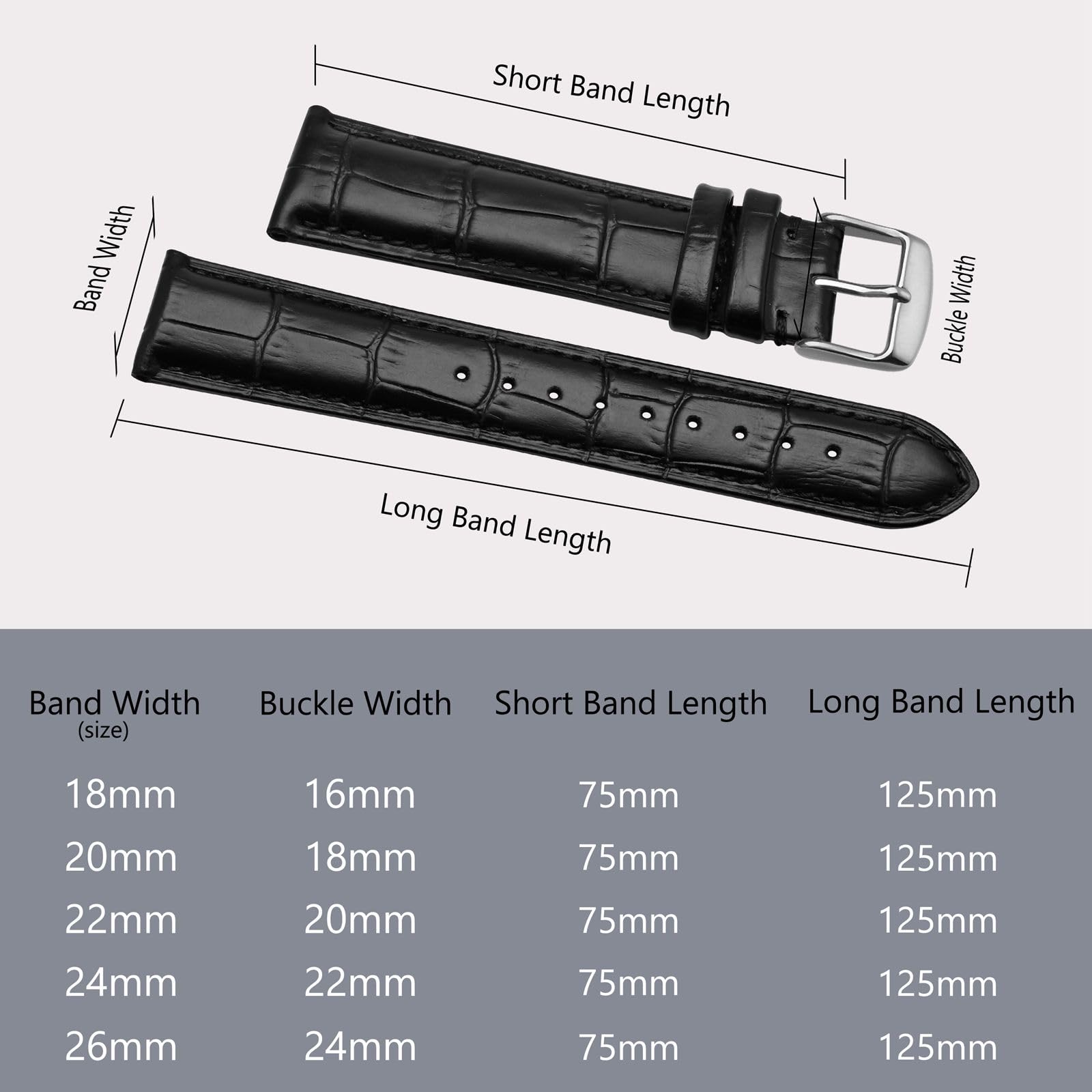 BISONSTRAP Cinturino Pelle Goffrata Alligatore 18-24mm - immagine 5