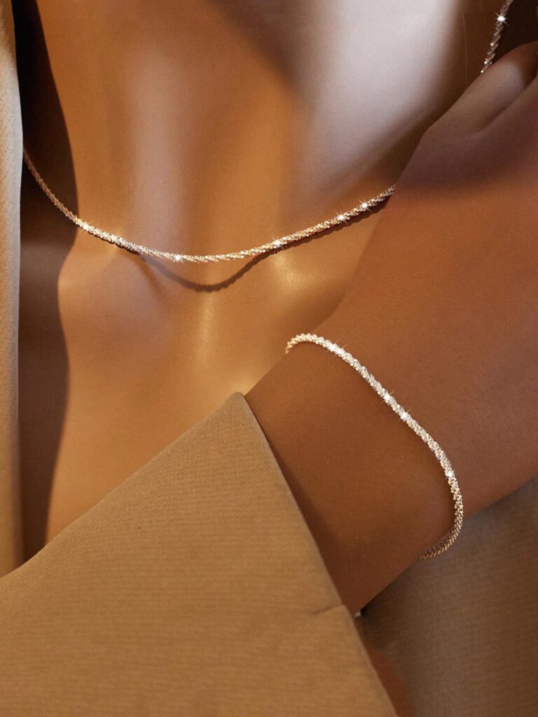 Set collana e bracciale donna argento minimalista con catena delicata