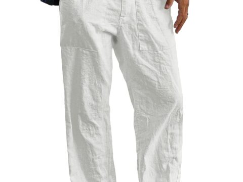 Cegerne Pantaloni Lino Uomo Lunghi Estivi con Coulisse
