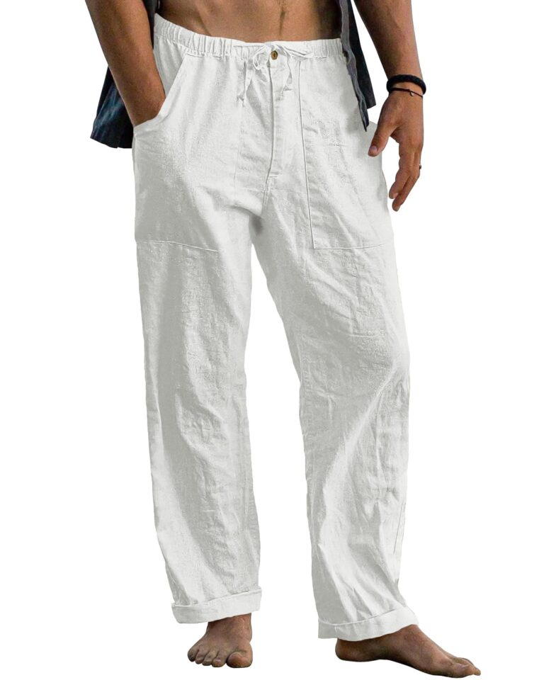 Cegerne Pantaloni Lino Uomo Lunghi Estivi con Coulisse