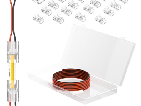 PAUTIX Connettori Rapidi per Strisce LED COB 8 mm, 2 Pin, con Prolunga 3 m (20 pz)