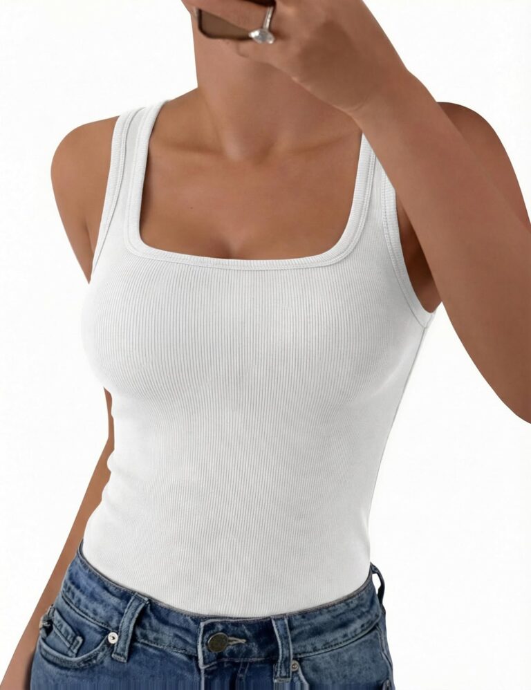 Aottori Canotta Estiva Donna con Scollo Quadrato Slim Fit