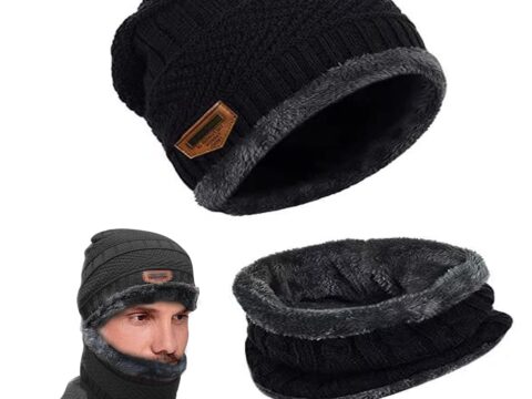 May Huang Set Beanie e Sciarpa Invernale con Fodera in Pile Unisex