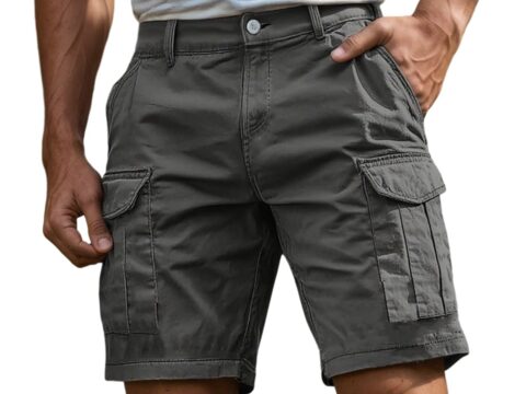 DaPongZhi Bermuda Cargo Uomo Multi-Tasche Slim Fit