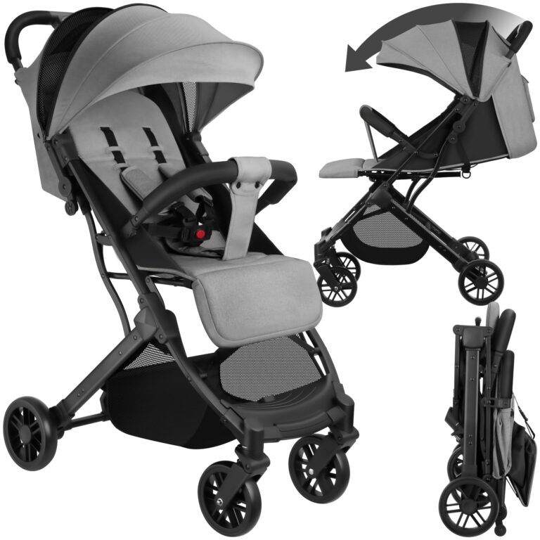 tectake® Passeggino Pieghevole, Passeggino Leggero con Cintura a 5 Punti Regolabile, Freno a Pedale, Tettuccio Pieghevole ...