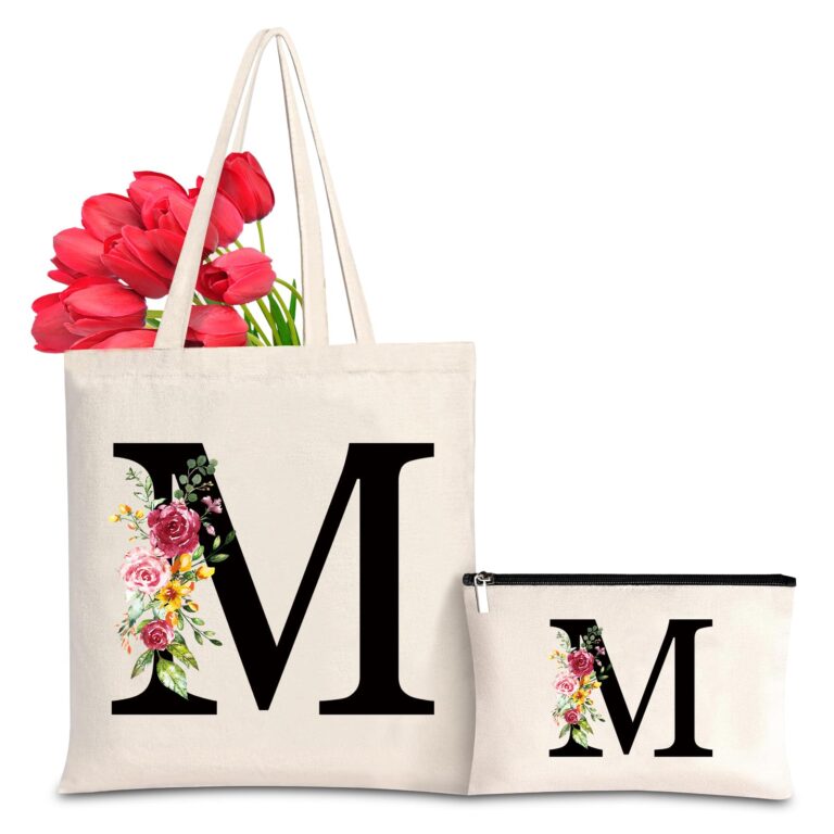Borsa in Tela Personalizzata con Iniziali, Lettere e Fiori