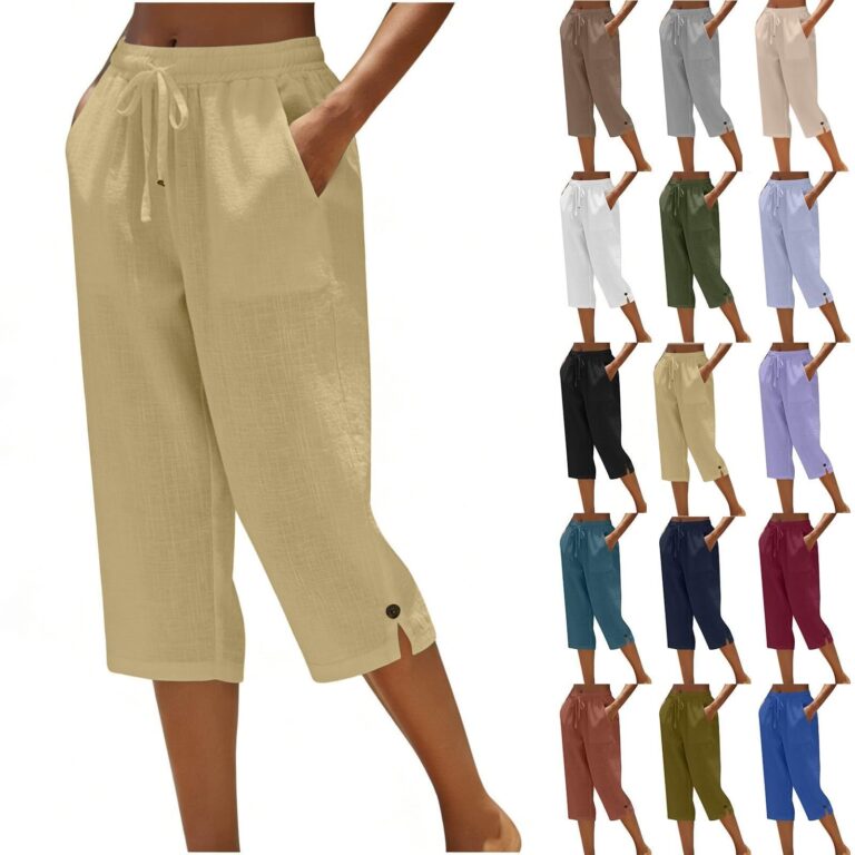 Pantaloni Capri Donna in Cotone e Lino Larghi ed Estivi