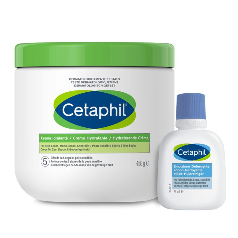 Cetaphil Crema Idratante Viso e Corpo, Senza Profumo, Formato 450g + Emulsione Detergente Viso e Corpo, Senza Profumo, For...