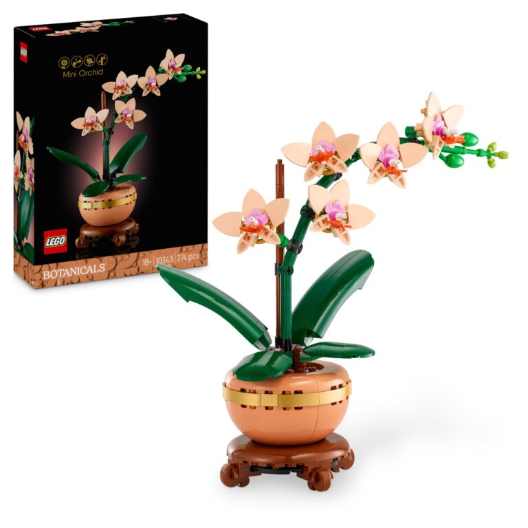 LEGO Botanicals Mini-Orchidea - Fiori Finti con Vaso, Bocciolo e Foglie Artificiali da Costruire - Set da Collezione per A...