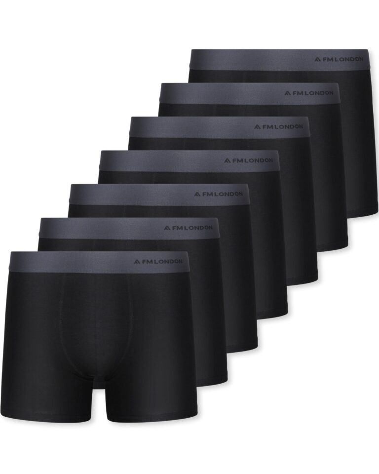 FM London Boxer Uomo in Cotone, Senza Etichette, Pacco da 7