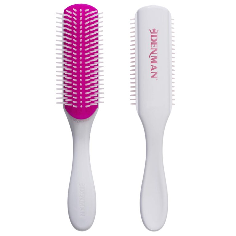 Denman Curly Hair Brush D3 (Cherry Blossom) Spazzola per styling a 7 file per districare, separare, modellare e definire i ricci - Per donne e uomini