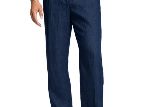 Cegerne Pantaloni Lino Uomo Estivi con Zip, Coulisse e Tasche