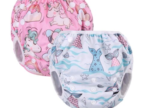 Vicloon Pannolini da Nuoto Lavabili a Vita Alta per Neonati e Bambini
