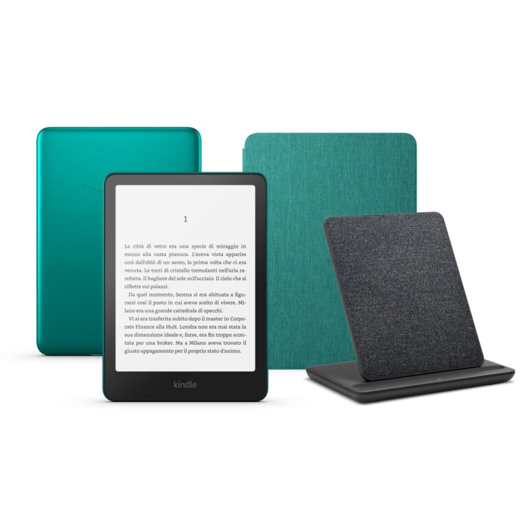 Kindle Paperwhite Signature Edition (versione 2024) da 32 GB senza pubblicità, una copertura in tessuto Amazon e un dock d...