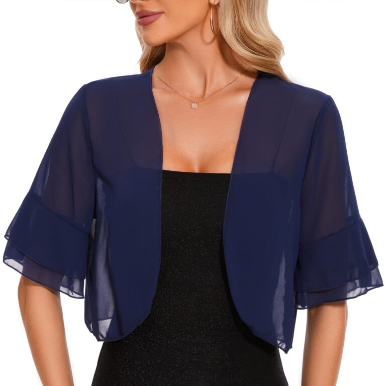 Atxnn Coprispalle Donna in Chiffon - Bolero Elegante Estivo a Manica Corta