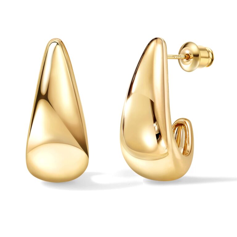 DOCHAIS Orecchini Huggie argento 925 placcati oro 14K