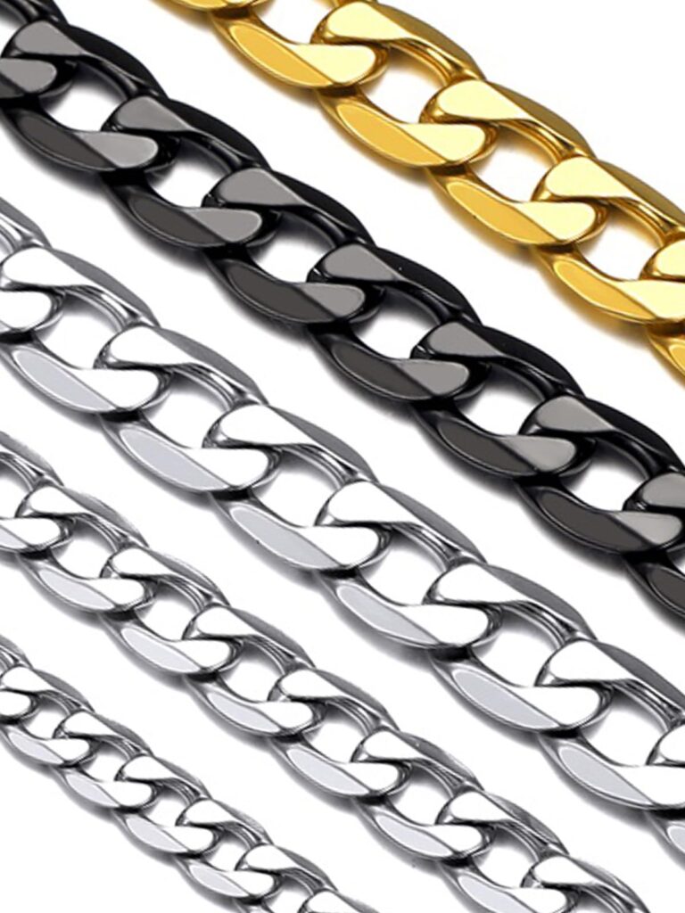 Suplight Collana Cuban Chain Acciaio 316L Placcata Oro, Argento o Nero