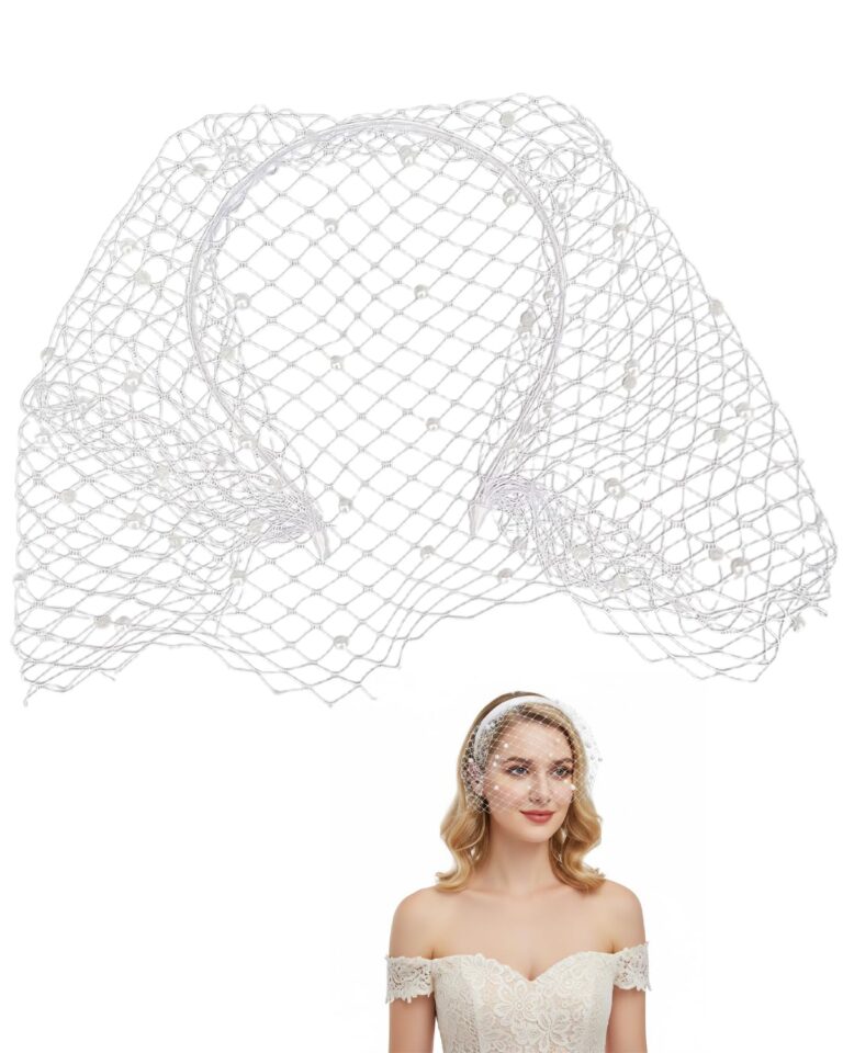 Yipfen Velo da Sposa Birdcage Vintage in Pizzo con Fascinator