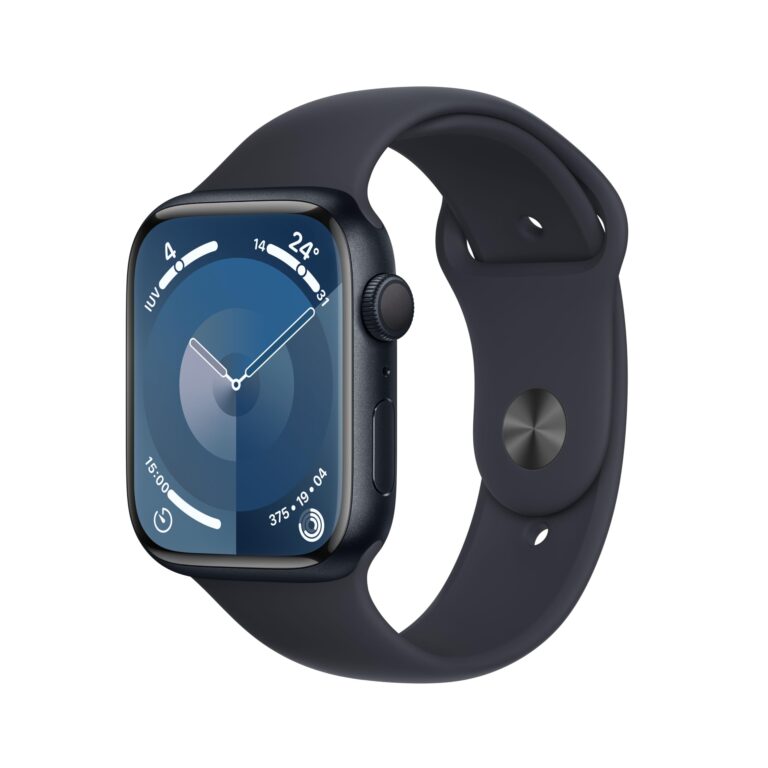 Apple Watch Series 9 [GPS, 45 MM] - Case Mezzanotte in Alluminio con Cinturino Sport Mezzanotte, M/L (Ricondizionato)