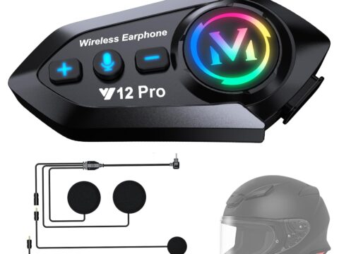 Auricolari Bluetooth 5.4 per Casco Moto con Interfono 500m (coppia)