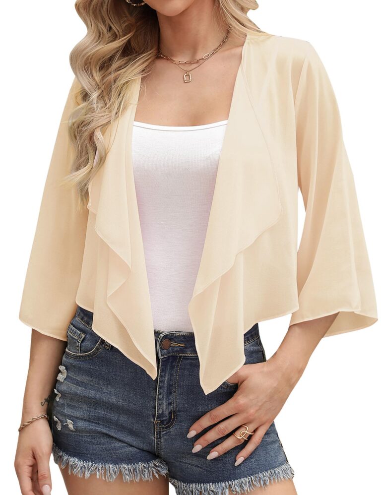 Aottori Coprispalle Bolero Chiffon Maniche 3/4 Estivo Donna