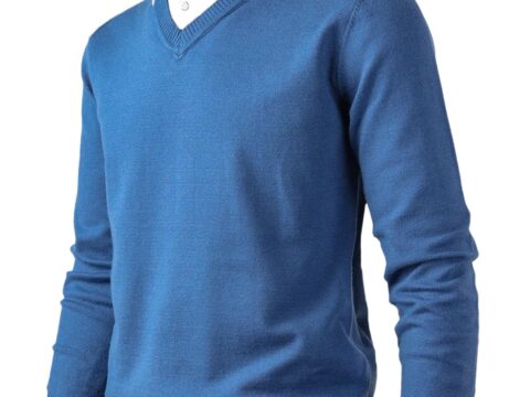 Herothorn Pullover Uomo Scollo a V Fantasia Quadri Morbido