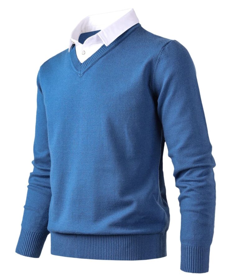Herothorn Pullover Uomo Scollo a V Fantasia Quadri Morbido